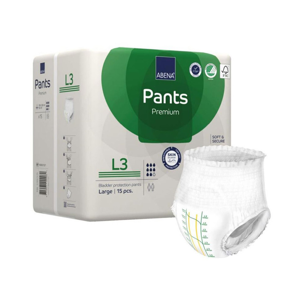Πάνες βρακάκι ακράτειας ενηλίκων Πάνες βρακάκια πολύ μεγάλης ακράτειας Abena L3 Large | 15τμχ στη Θεσσαλονικη