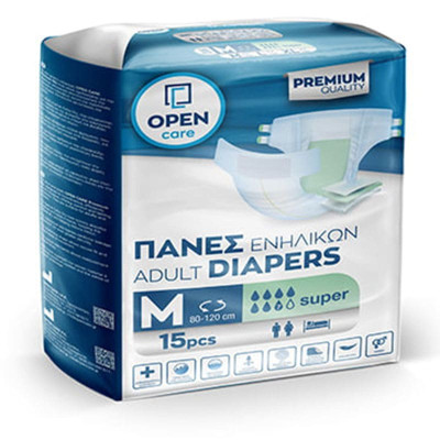 Πάνες ακράτειας με αυτοκόλλητο Πάνες ακράτειας ενηλίκων Open Care Premium No2 Medium 15τμχ. στη Θεσσαλονικη