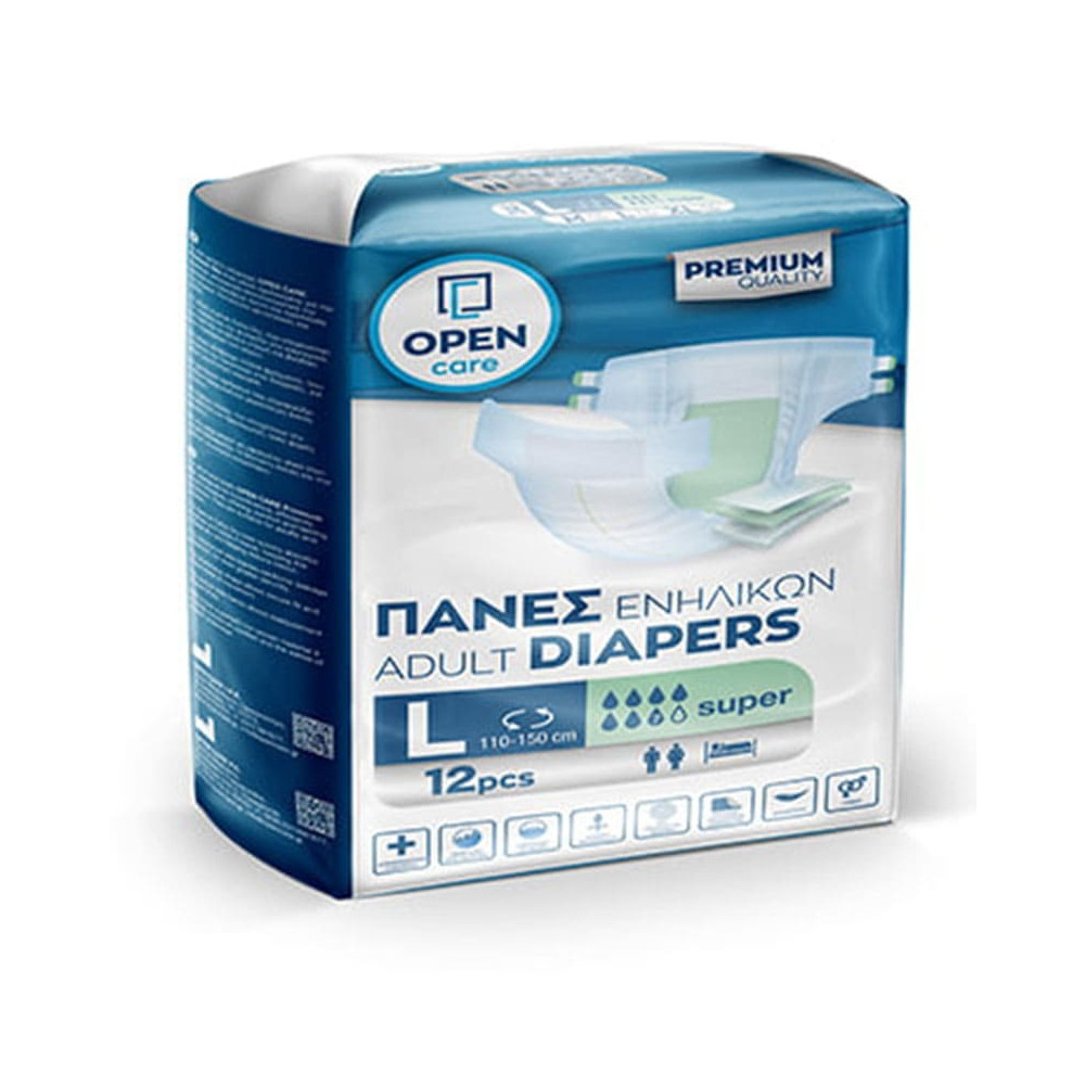 Πάνες ακράτειας με αυτοκόλλητο Πάνες ακράτειας ενηλίκων Open Care Premium No3 Large 12 τεμ. στη Θεσσαλονικη