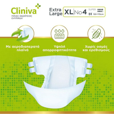 Πάνες ακράτειας με αυτοκόλλητο Πάνες ακράτειας ενηλίκων Cliniva Slip Medium | 21 τμχ στη Θεσσαλονικη