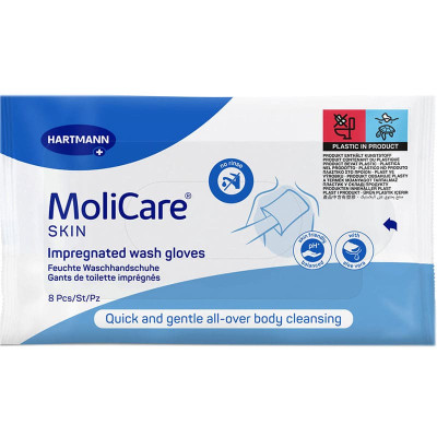 Γάντια καθαρισμού σώματος προεμποτισμένα MoliCare Skin 8τμχ