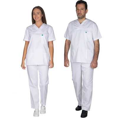 Στολές Ιατρών / Νοσηλευτών Unisex Σετ στολή Νοσηλευτικής Alezi Unisex | Λευκή στη Θεσσαλονικη