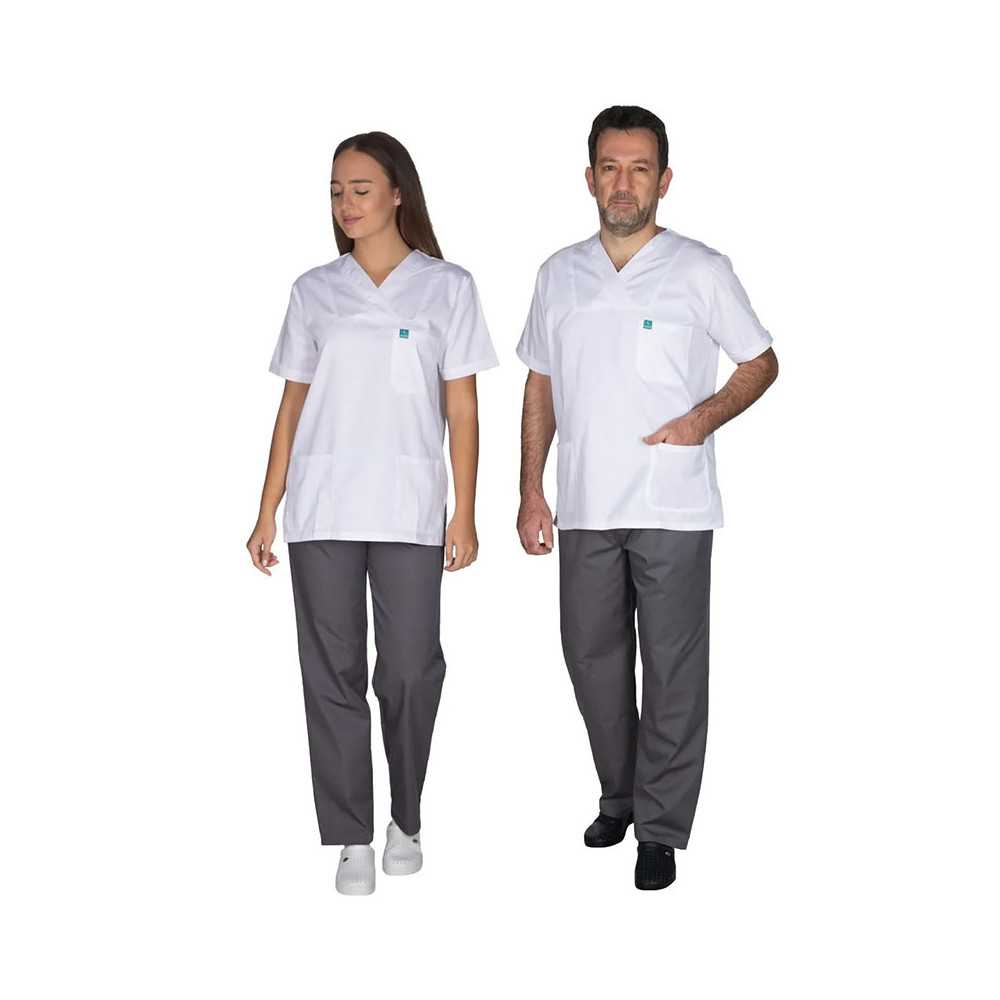 Στολές Ιατρών / Νοσηλευτών Unisex Σετ νοσοκομειακή στολή Alezi Unisex | Γκρι - Λευκό στη Θεσσαλονικη