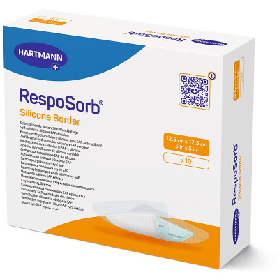 Επιθέματα κατακλίσεων Hartmann Resposorb Επιθέματα κατακλίσεων αυτοκόλλητα Hartmann Resposorb Silicone Border 12,5x12,5 cm | ...